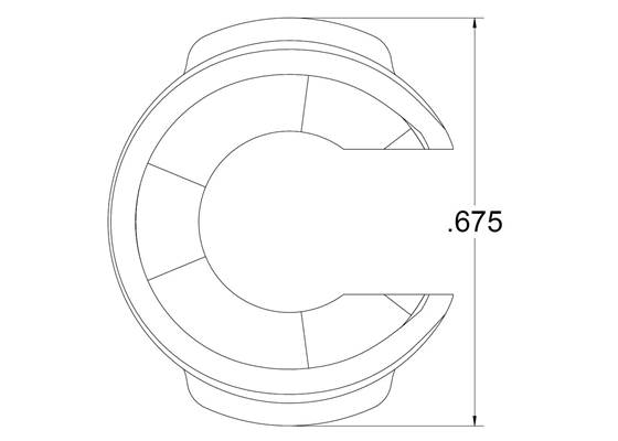 Dimension diagram 3pi ball caster with 1/4&quot; ball (bottom view).