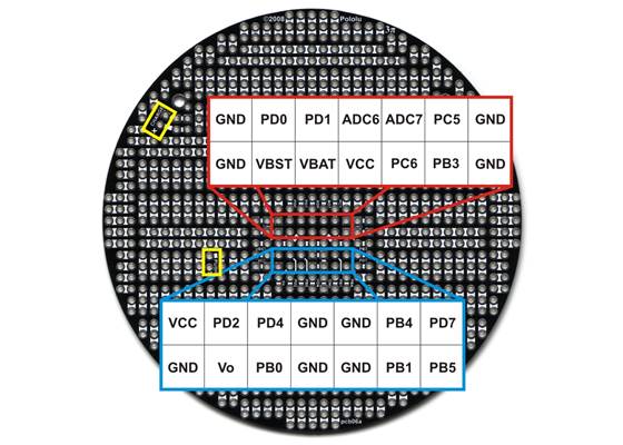 Solder connections for male headers on the 3pi expansion kit without cutouts.