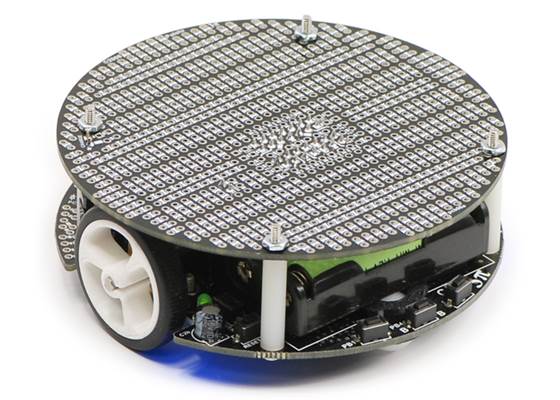 3pi expansion kit without cutouts mounted on a 3pi robot (black solder mask version).