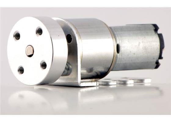 Mini gearmotor with bracket and hub.