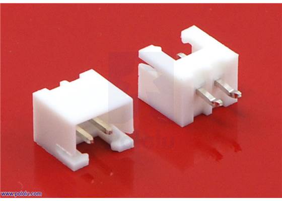 2.5 mm XH-style shrouded male connector: 2-pin, straight.