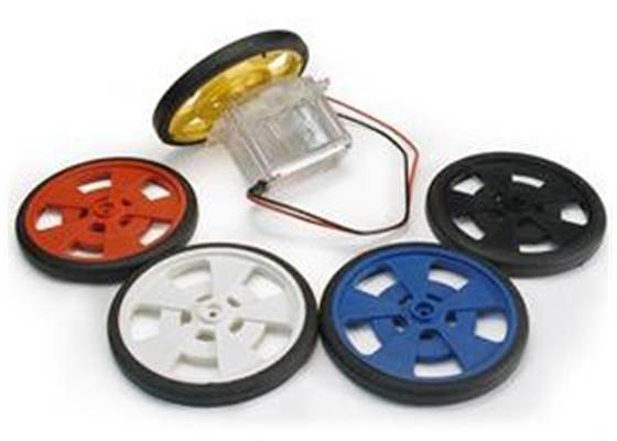 SW 2-5/8&quot; Servo Wheel with molded silicone tires and encoder stripes; all color options shown.