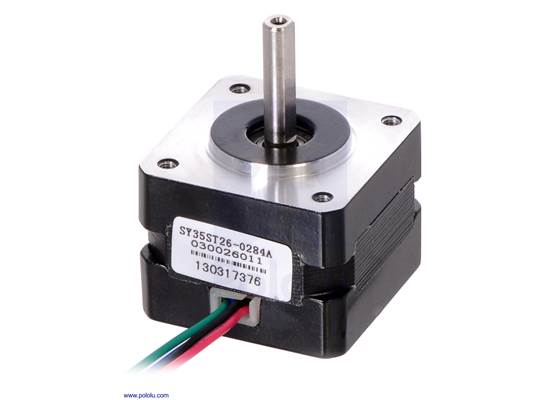 Stepper motor: bipolar, 200 steps/rev, 35&#215;26mm, 7.4V, 280mA (SY35STH26-0284A).