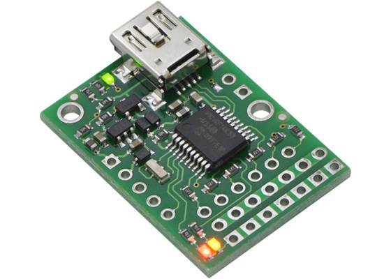 Micro Maestro 6-channel USB servo controller without headers.