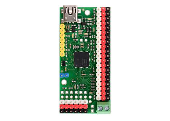 24-channel Mini Maestro (partial kit version) assembled with colored male header pins. (1)