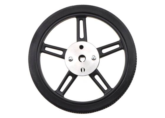 Pololu Universal Mounting Hub for 4mm Shaft mounted to Pololu Wheel 60&#215;8mm.