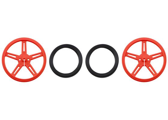 Parts included with Pololu Wheel 70&#215;8mm Pair &#8211; Red.