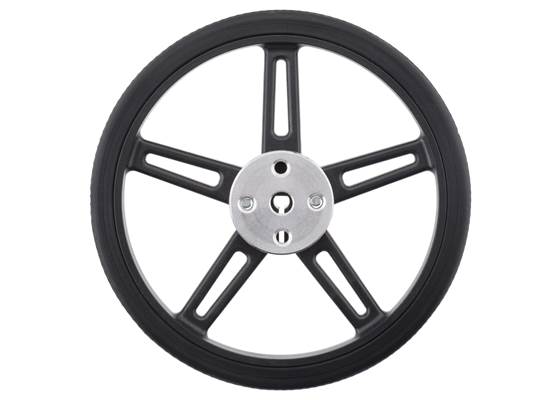 Pololu Universal Mounting Hub for 4mm Shaft mounted to Pololu Wheel 70&#215;8mm.