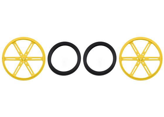 Parts included with Pololu Wheel 90&#215;8mm Pair &#8211; Yellow.