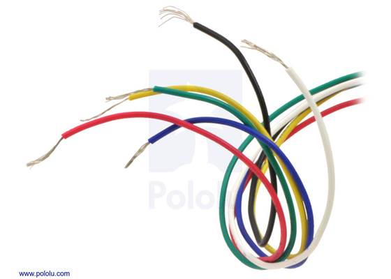 6-lead, unipolar/bipolar stepper motor wires are terminated with bare leads.