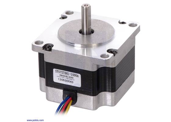 Stepper motor: unipolar/bipolar, 200 steps/rev, 57x41mm, 5.7V, 1 A/phase (SY57STH41-1006A).