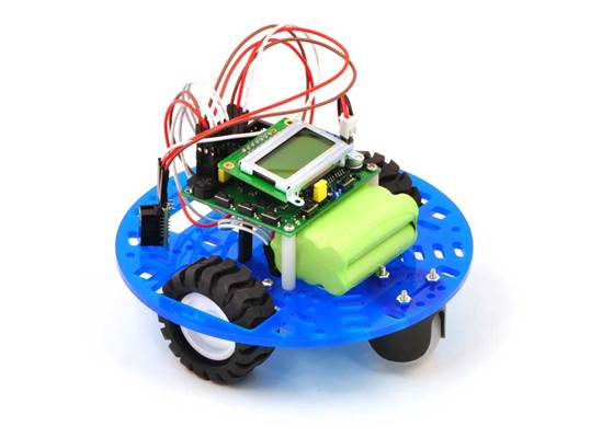 Pololu 5&quot; round robot chassis RRC04A with the motors mounted below the chassis and an Orangutan SV-328 mounted on standoffs.