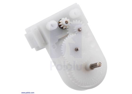 Gears inside the mini plastic gearmotor with offset output shaft (2mm spline version).