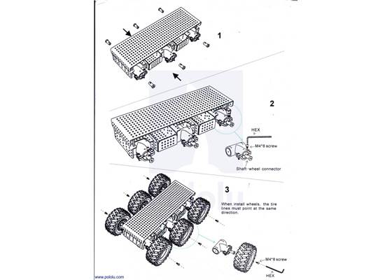 Assembly instructions for the Dagu Wild Thumper 6WD all-terrain chassis.