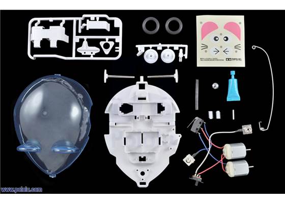 Parts included with the Tamiya 70198 Wall-Hugging Mouse.