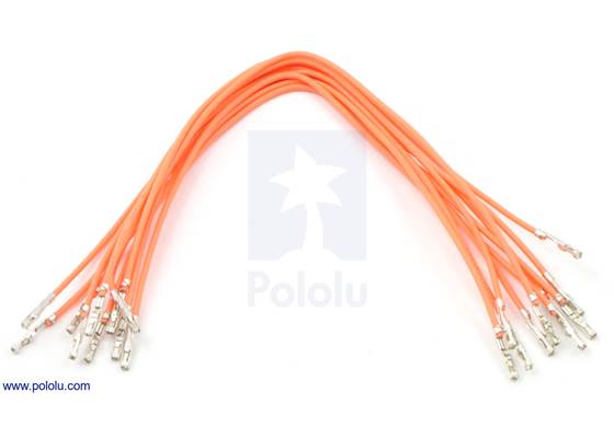 Wire with pre-crimped terminals 10-pack 6&quot; F-F orange.