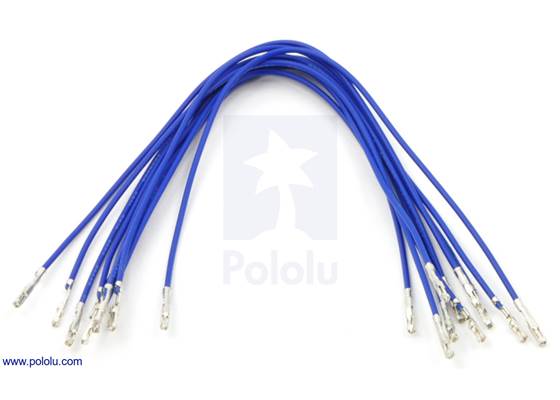 Wire with pre-crimped terminals 10-pack 6&quot; F-F blue.