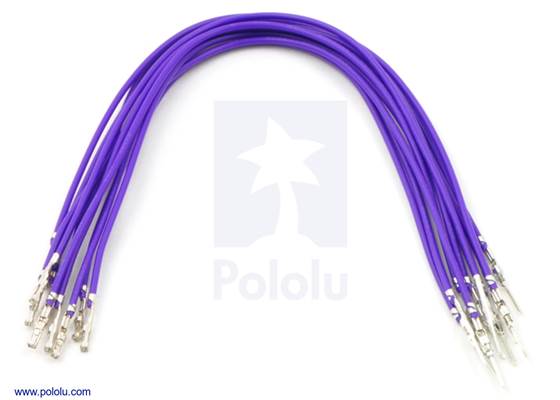 Wire with pre-crimped terminals 10-pack 6&quot; M-F purple.