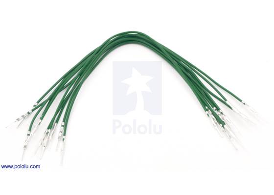 Wire with pre-crimped terminals 5-pack 6&quot; M-M green.