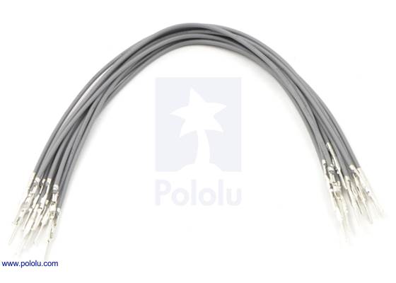 Wire with pre-crimped terminals 10-pack 6" M-M gray.