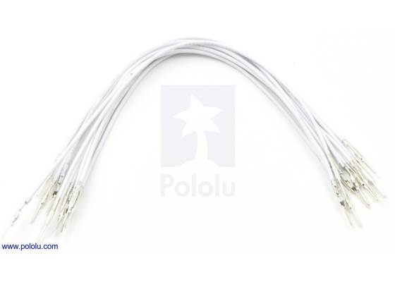 Wire with pre-crimped terminals 10-pack 6&quot; M-M white.
