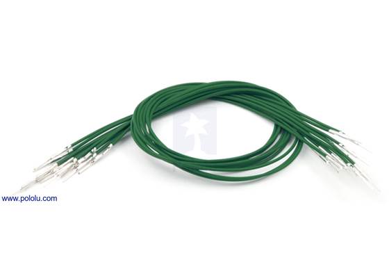 Wire with pre-crimped terminals 10-pack 12&quot; M-M green.