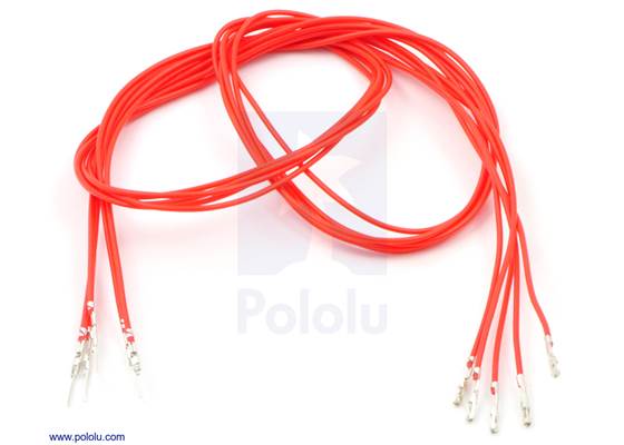 Wire with pre-crimped terminals 5-pack 24" M-F red.
