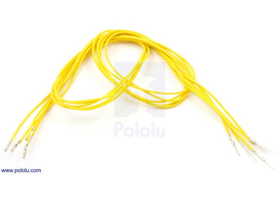 Wire with pre-crimped terminals 5-pack 24" M-F yellow.