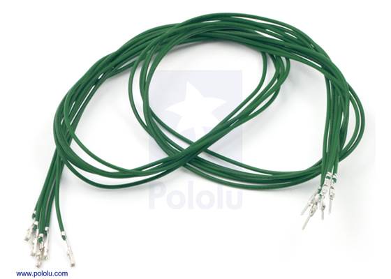 Wire with pre-crimped terminals 5-pack 24" M-F green.