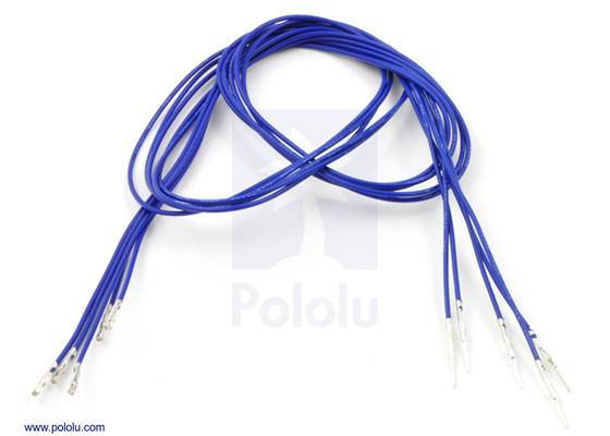 Wire with pre-crimped terminals 5-pack 24" M-F blue.