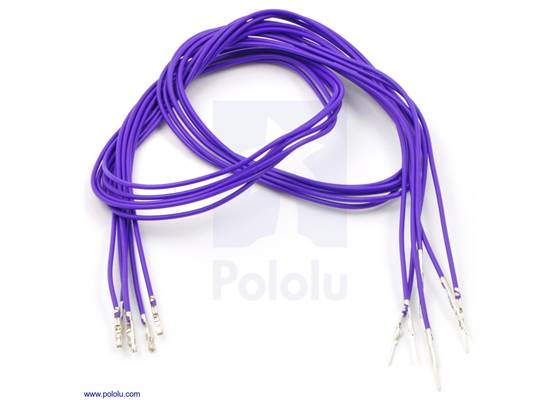 Wire with pre-crimped terminals 5-pack 24" M-F purple.