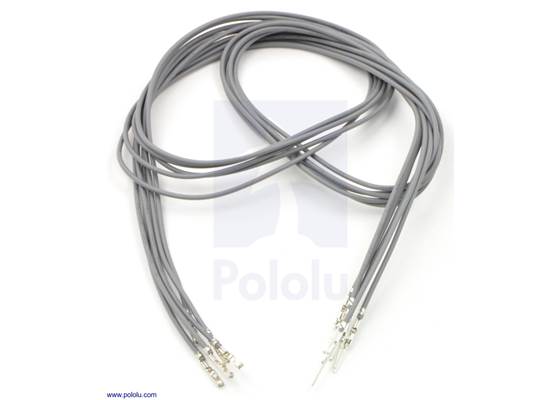 Wire with pre-crimped terminals 5-pack 24" M-F gray.