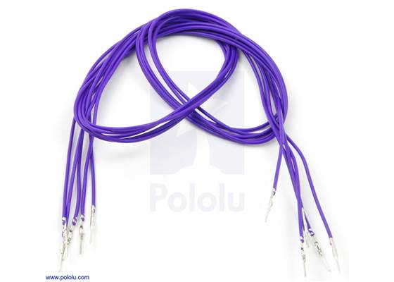 Wire with pre-crimped terminals 5-pack 24&quot; M-M purple.