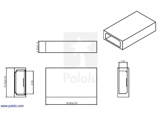 JR connector male shroud dimensions (mm).