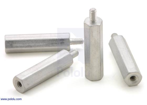 Aluminum standoff: 3/4&quot; length, 2-56 thread, M-F (4-pack).