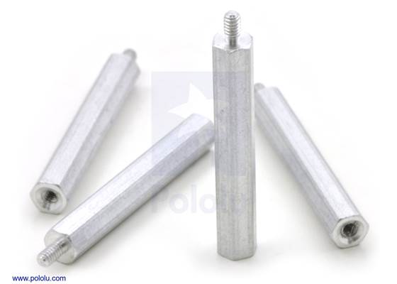 Aluminum standoff: 1-1/4&quot; length, 2-56 thread, M-F (4-pack).