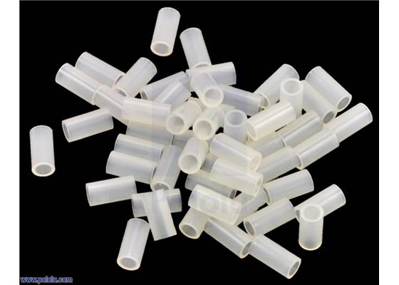 Nylon spacer: 8mm length, 4mm OD, 2.7mm ID (50-pack).