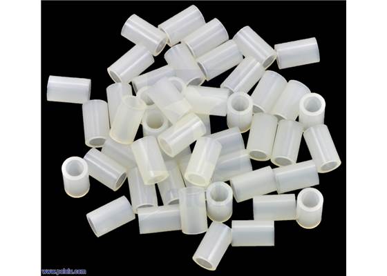 Nylon spacer: 8mm length, 5mm OD, 3.3mm ID (50-pack).