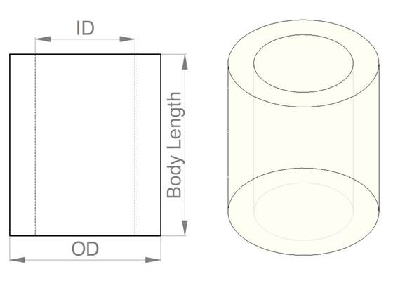Nylon spacer mechanical drawing.