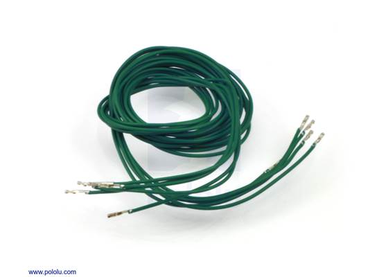 Wires with pre-crimped terminals 5-pack F-F 36&quot; green.
