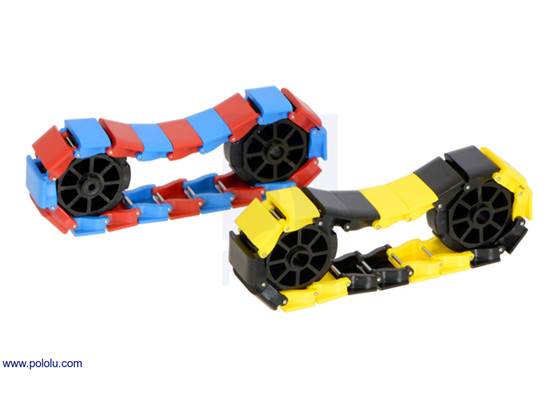 20-link chains of the miniature tank tracks in mixed colors with 8-tooth sprocket pairs.