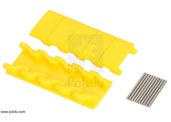 Yellow miniature track links with included pins.