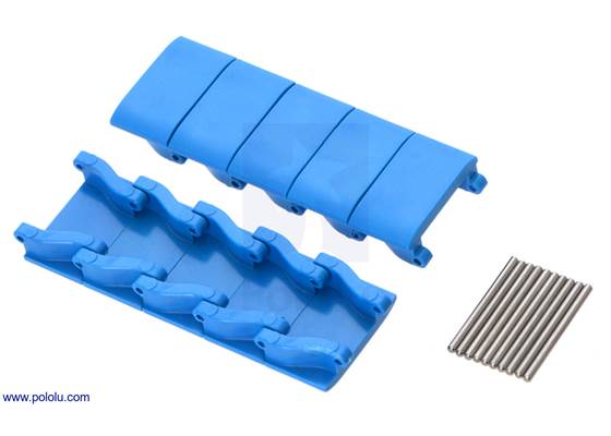 Blue miniature track links with included pins.