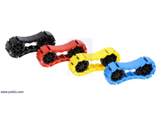 18-link chains of the miniature tank tracks in assorted colors with 8-tooth sprocket pairs.