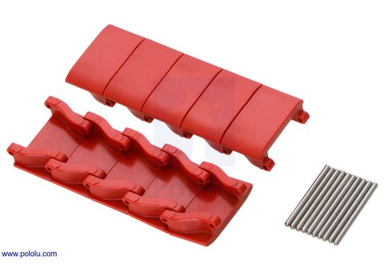 Red miniature track links with included pins.