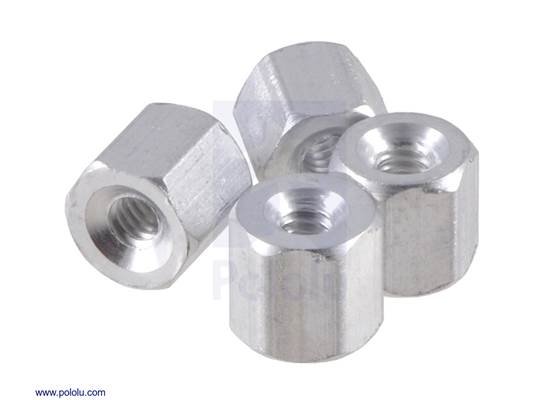 Aluminum standoff: 3/16&quot; length, 2-56 thread, F-F (4-pack).