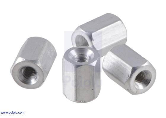 Aluminum standoff: 1/4&quot; length, 2-56 thread, F-F (4-pack).