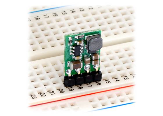 Pololu step-down voltage regulator D36V6Fx/D24V6Fx/D24V3Fx in a breadboard.