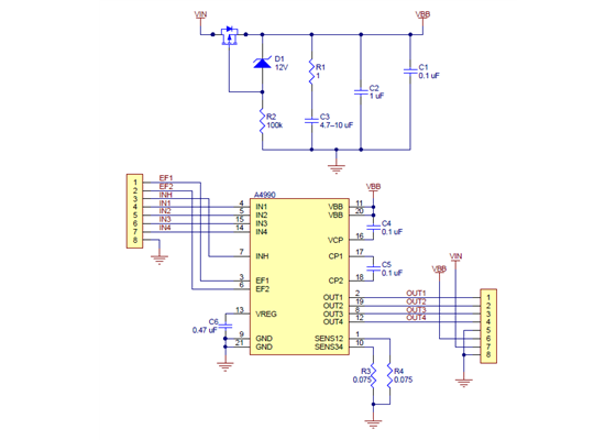 A4990 Dual Motor Driver Carrier schematic diagram.