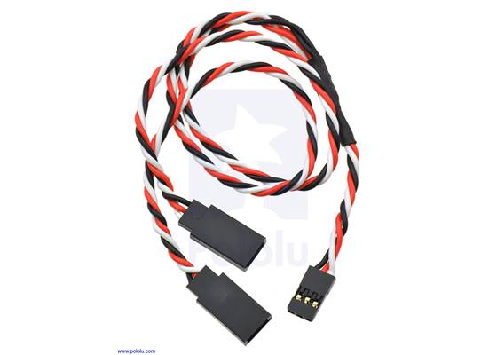 Twisted servo Y splitter cable 12&quot; female &#8211; 2x male.